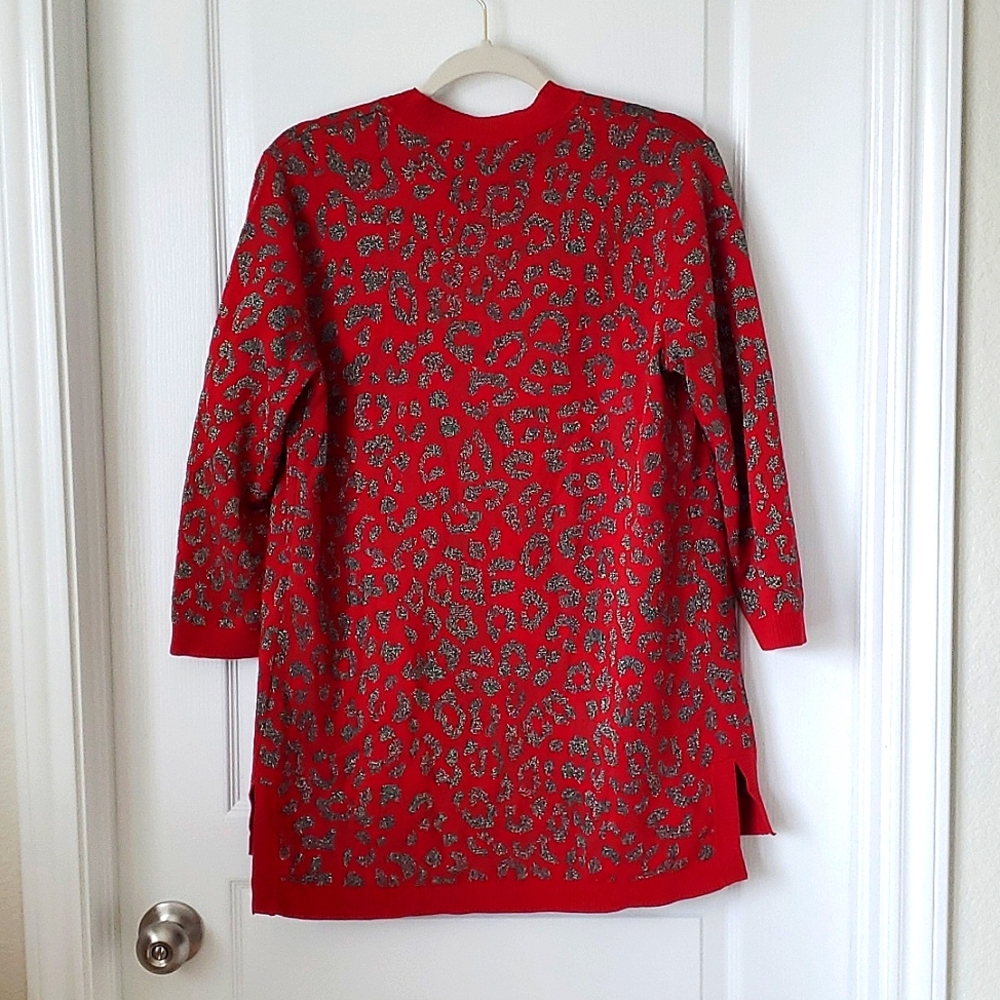 Red Sweater Leopard Print Medium - Picture 3 of 5
